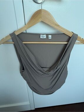 Aritzia Wilfred Taupe Draped Tank Top